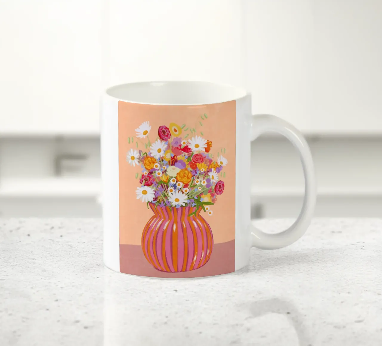 Fiori in vaso a strisce tazza in ceramica da Illustration Raissa Oltmanns