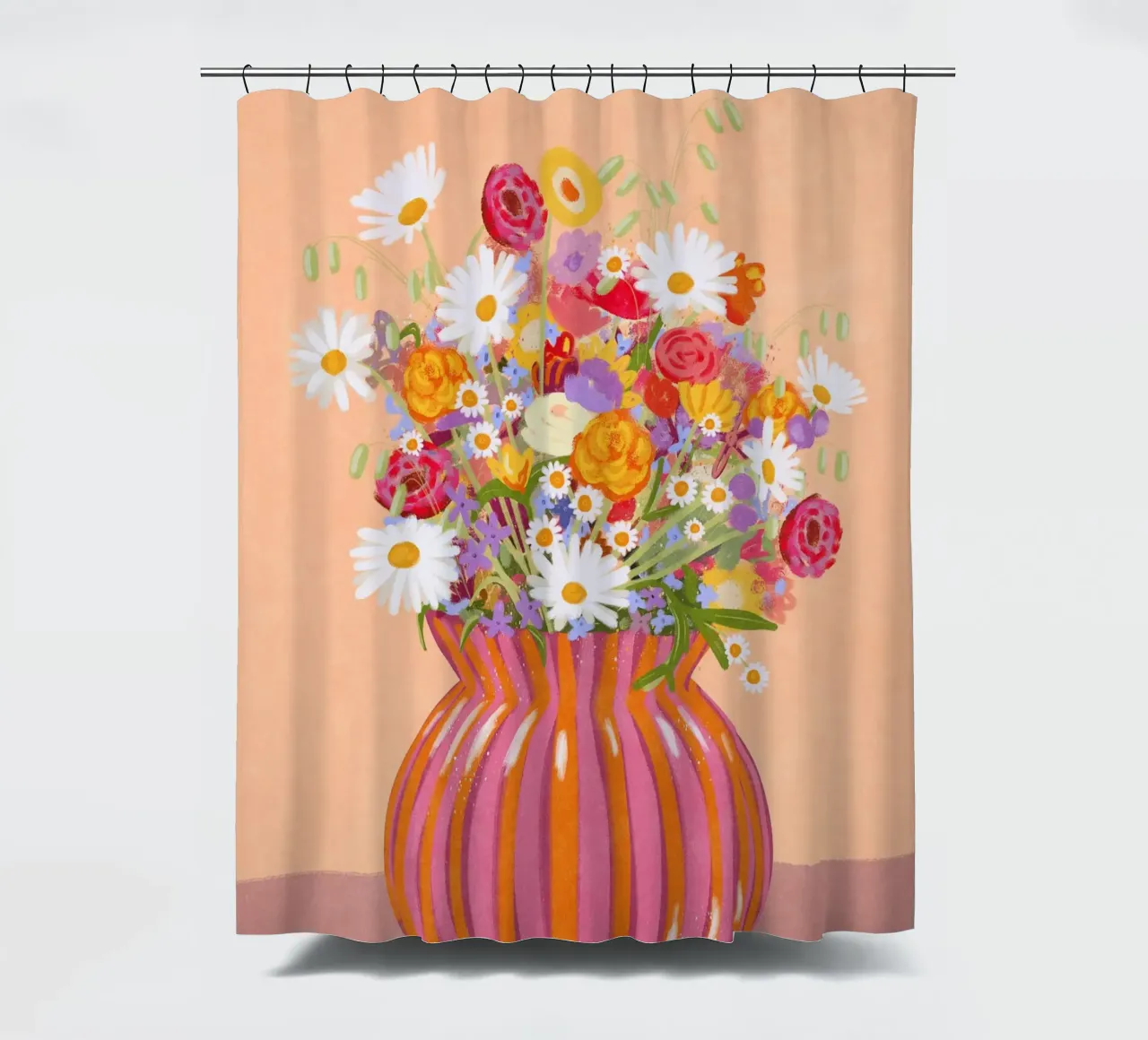 Fiori in vaso a strisce tenda da doccia da Illustration Raissa Oltmanns