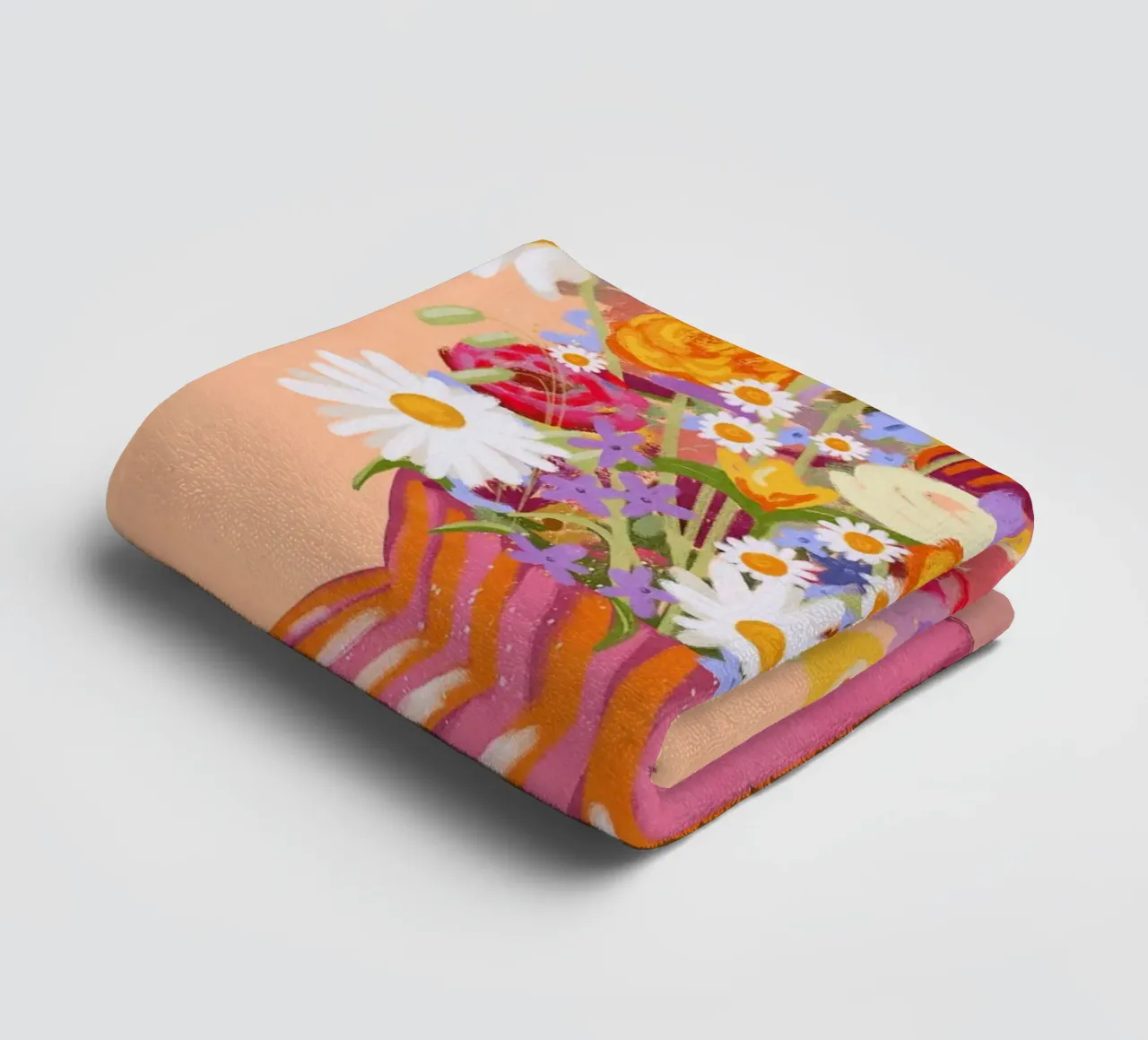 Fiori in vaso a strisce asciugamano da bagno da Illustration Raissa Oltmanns