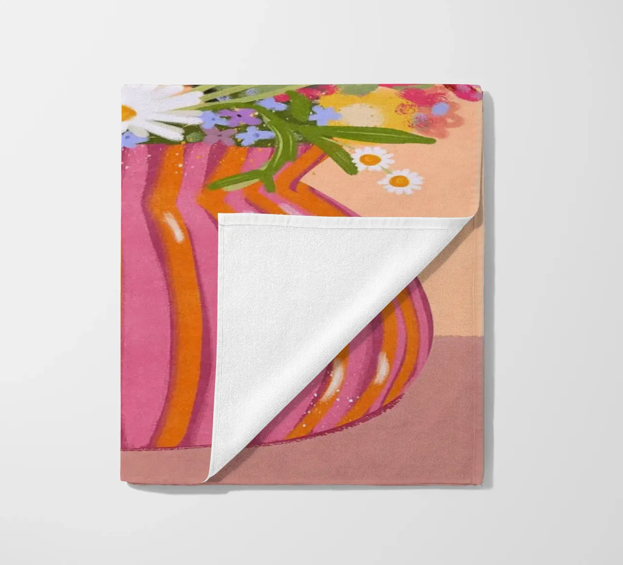 Fiori in vaso a strisce telo mare da Illustration Raissa Oltmanns