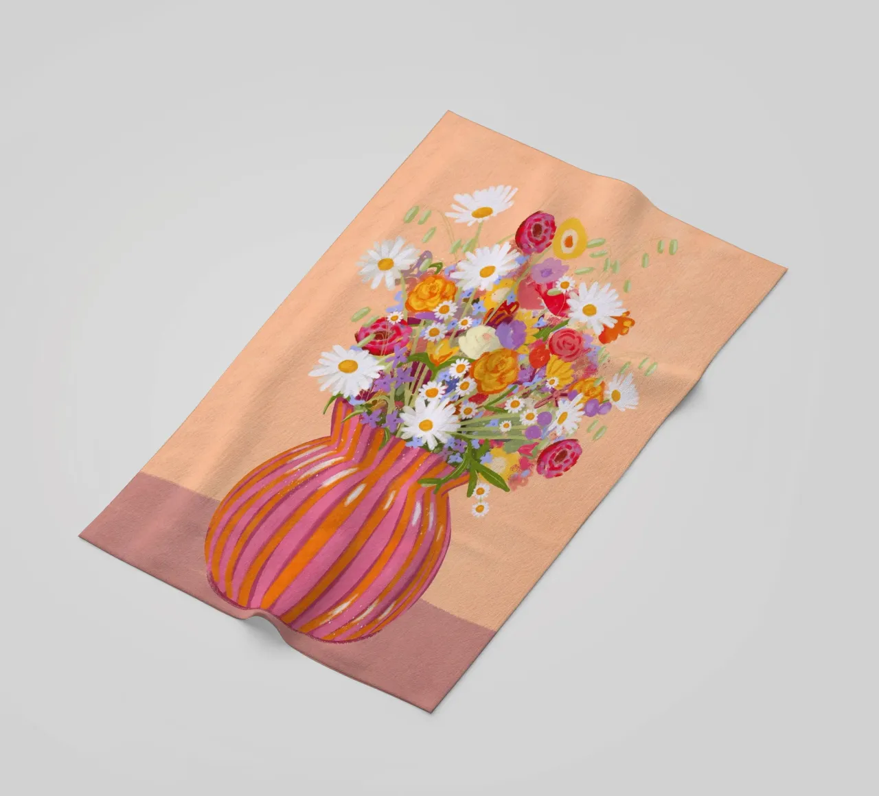 Fiori in vaso a strisce telo mare da Illustration Raissa Oltmanns