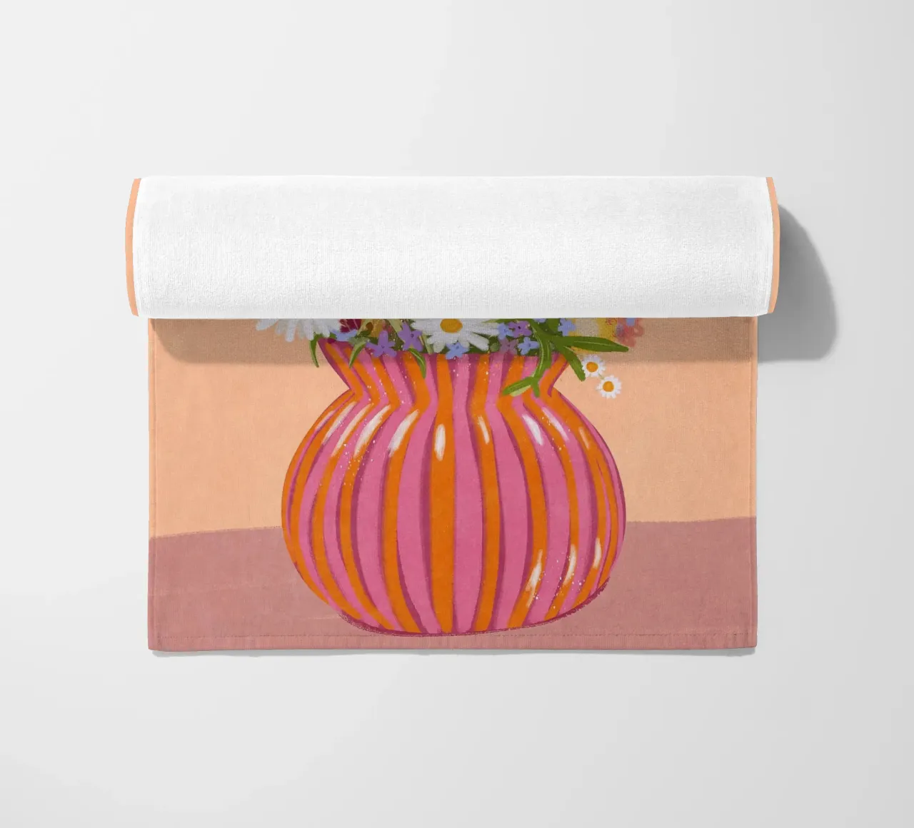Fiori in vaso a strisce telo mare da Illustration Raissa Oltmanns