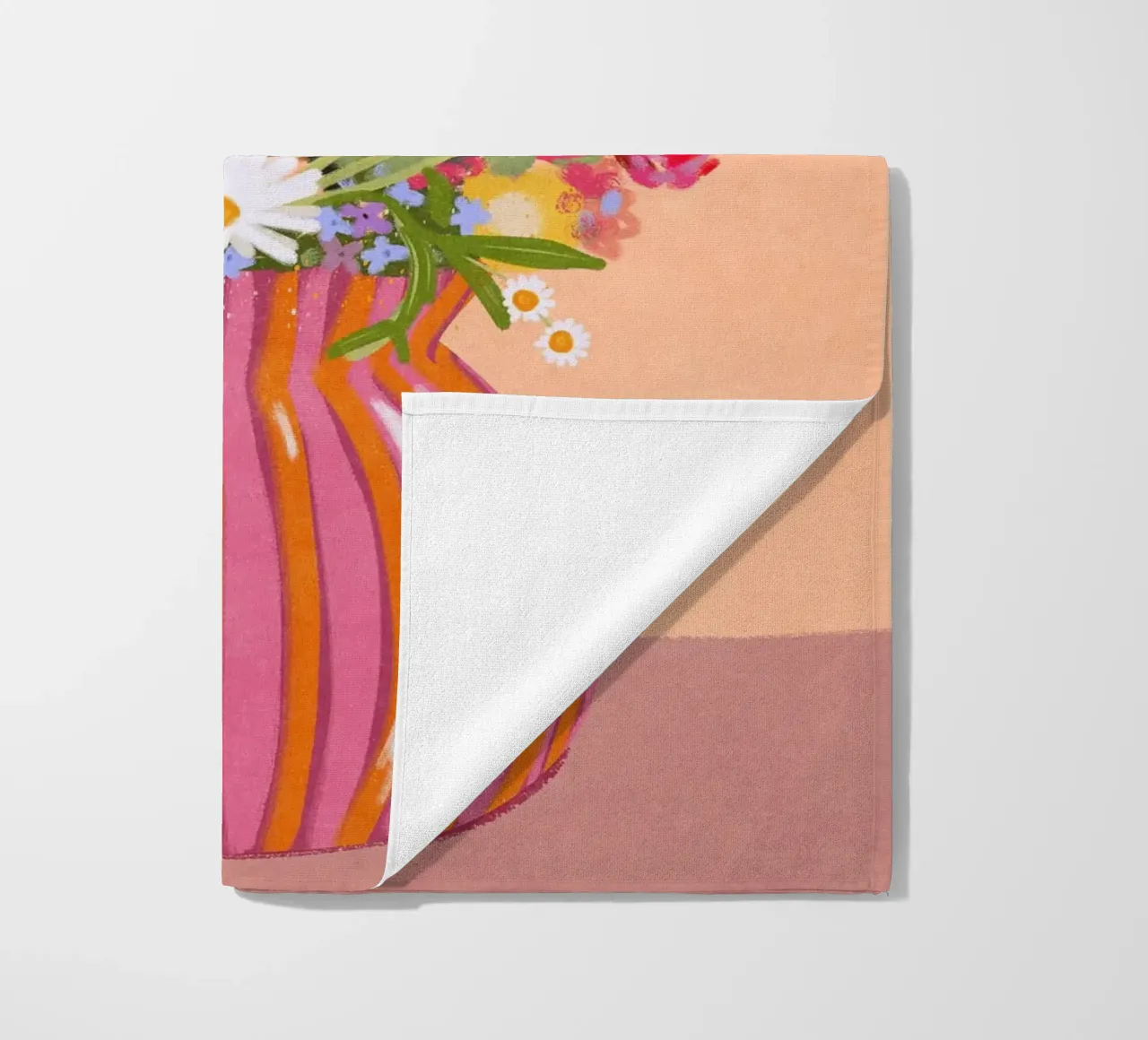 Fiori in vaso a strisce telo mare da Illustration Raissa Oltmanns