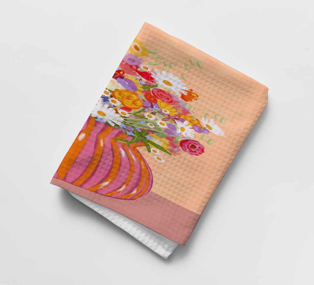 Fiori in vaso a strisce canovaccio da cucina da Illustration Raissa Oltmanns