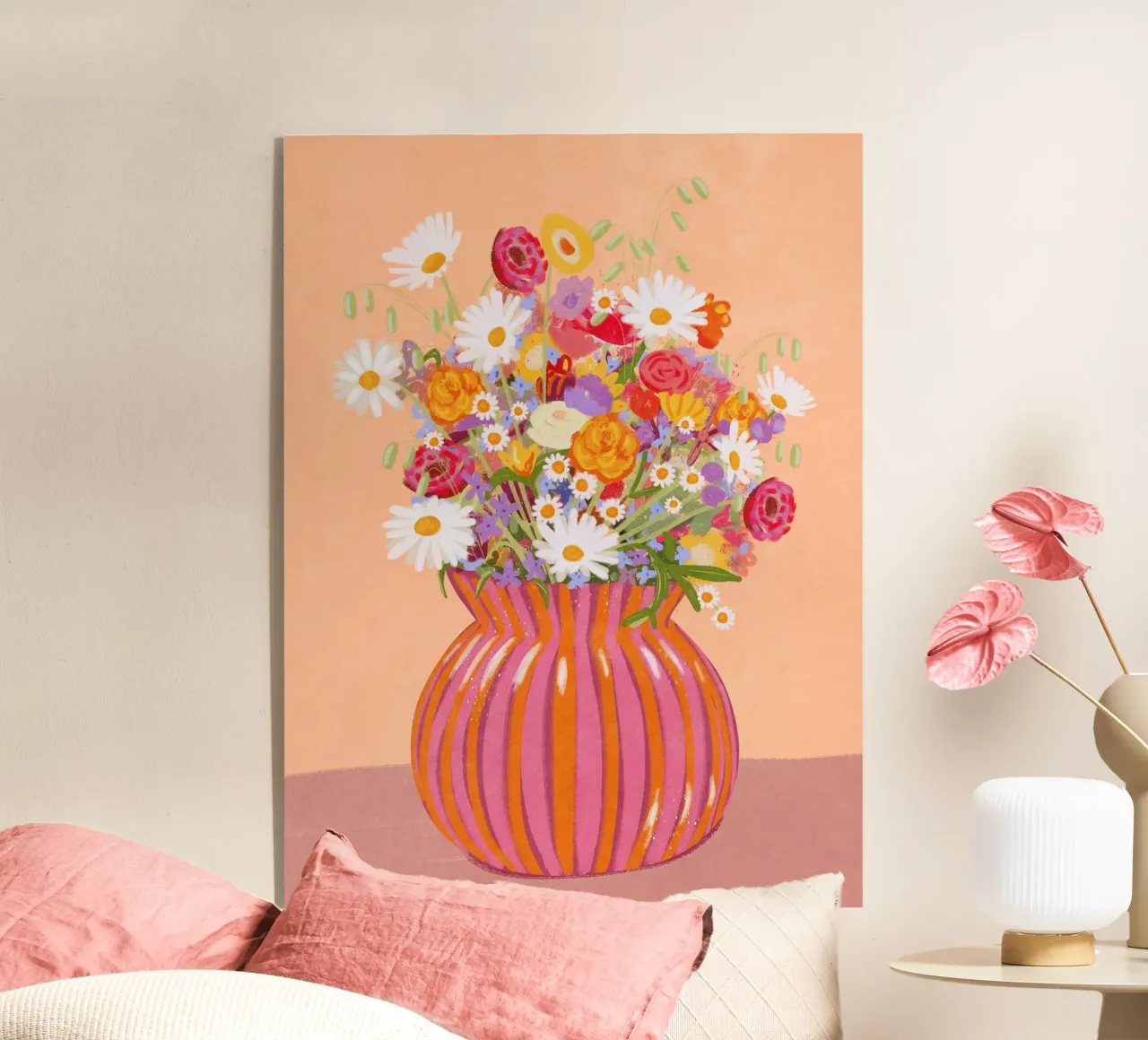 Fiori in vaso a strisce plexiglass da Illustration Raissa Oltmanns