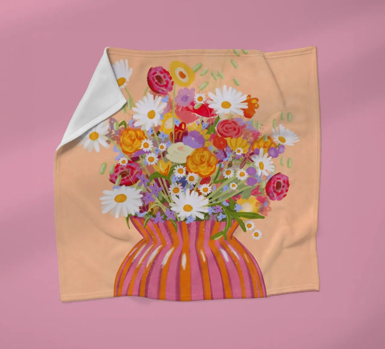 Fiori in vaso a strisce coperta in pile da Illustration Raissa Oltmanns