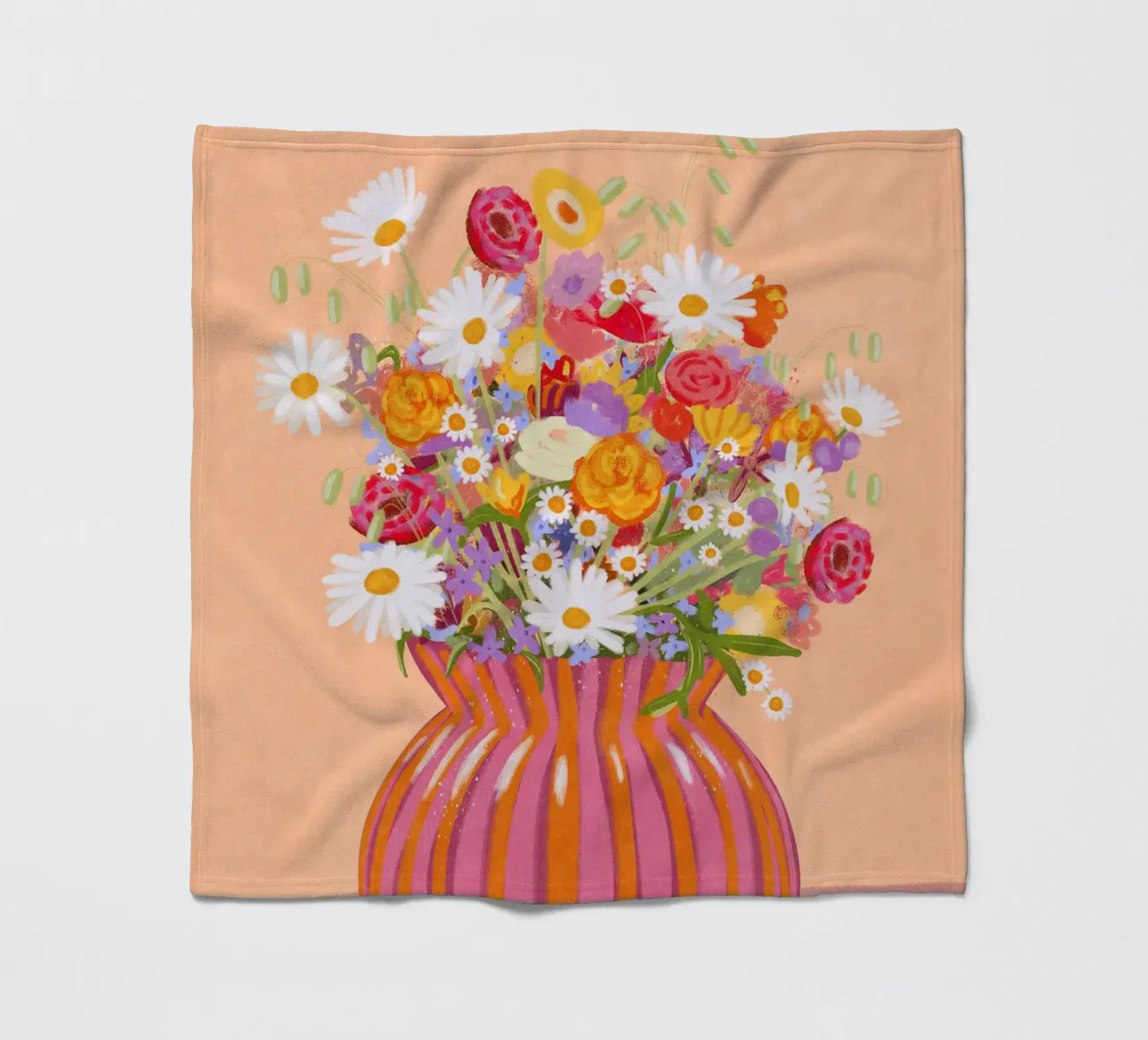 Fiori in vaso a strisce coperta in pile da Illustration Raissa Oltmanns