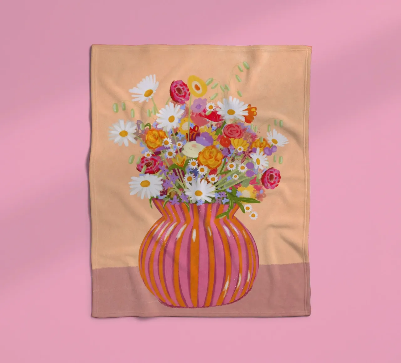 Fiori in vaso a strisce coperta in pile da Illustration Raissa Oltmanns