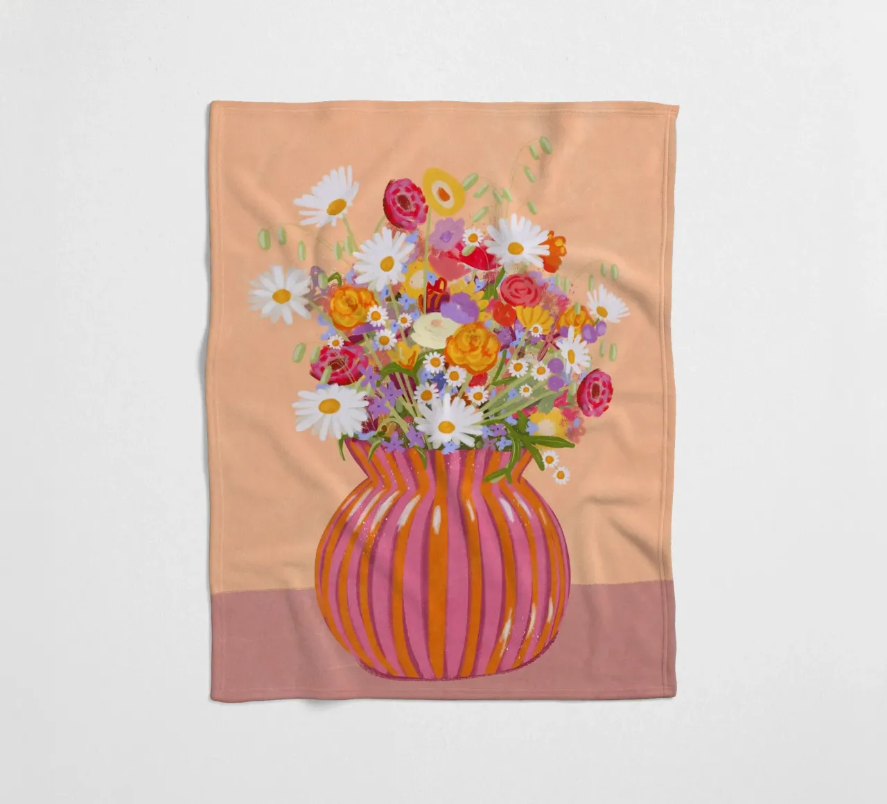Fiori in vaso a strisce coperta in pile da Illustration Raissa Oltmanns