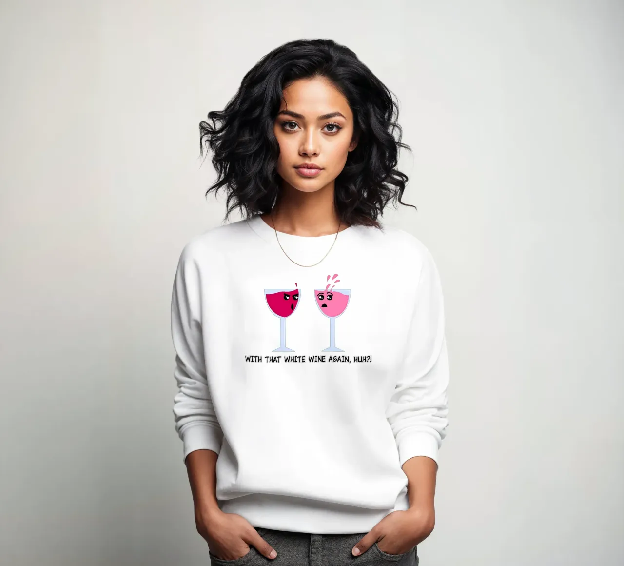 Grappige wijn cartoon sweatshirt van sillyindustries