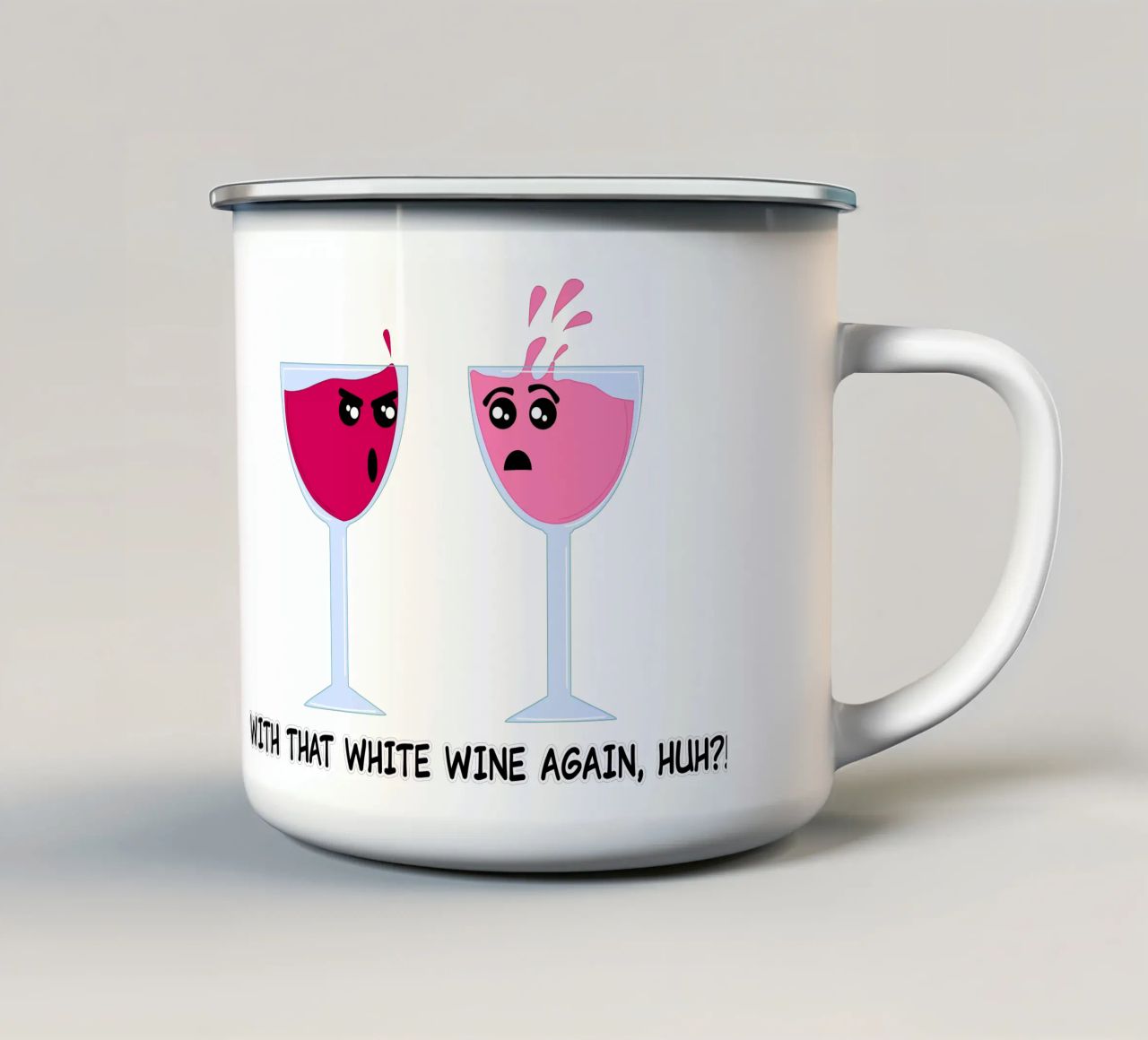 Vignetta divertente sul vino tazza in smalto da sillyindustries