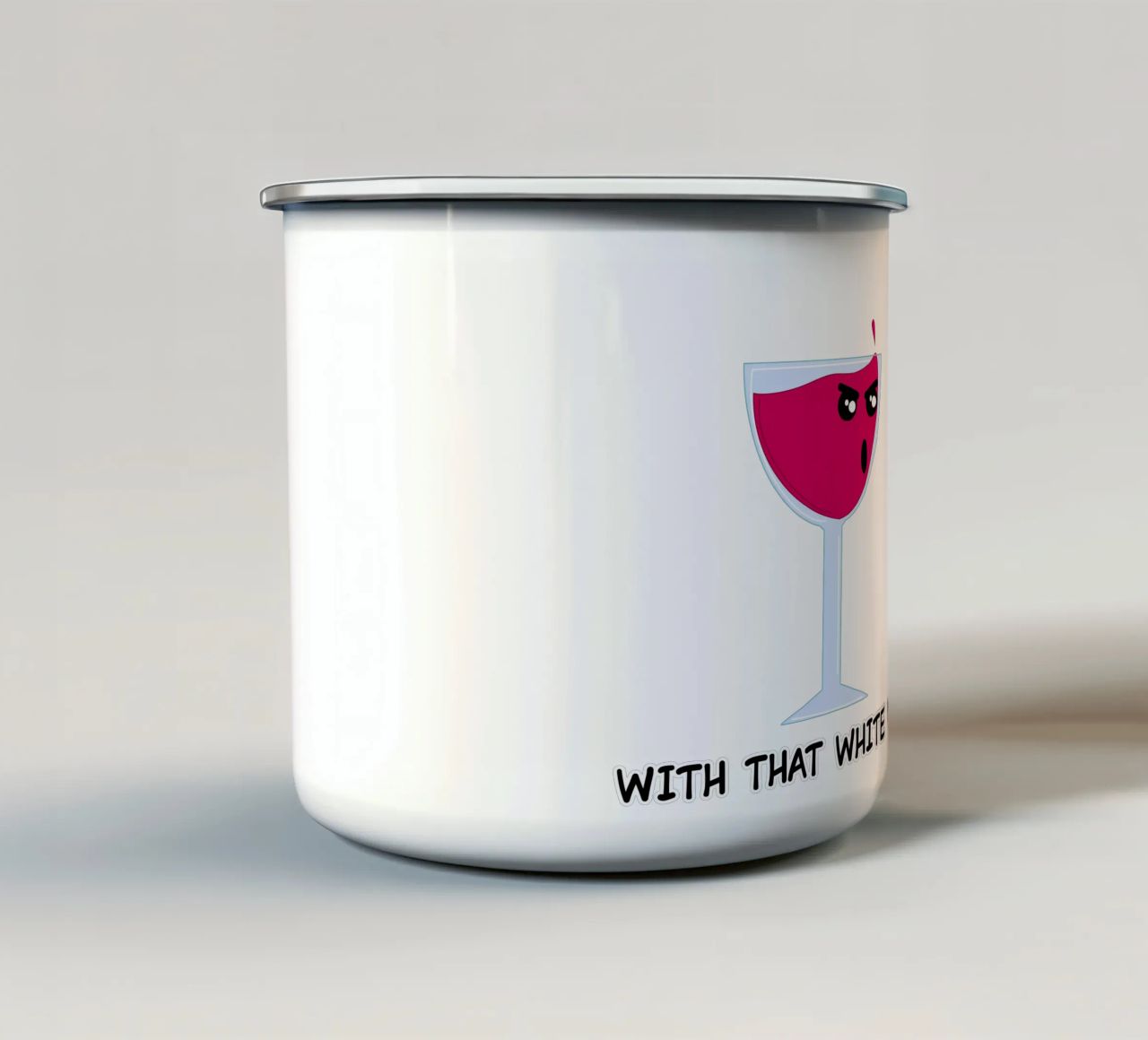 Vignetta divertente sul vino tazza in smalto da sillyindustries