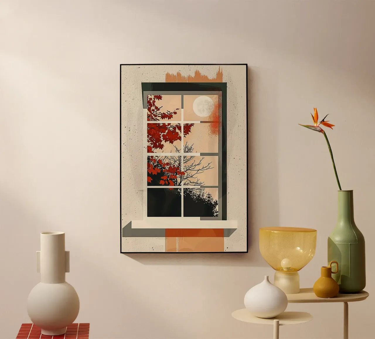Autumn Moon Through the Window plexiglass da Mosaic Dialogue