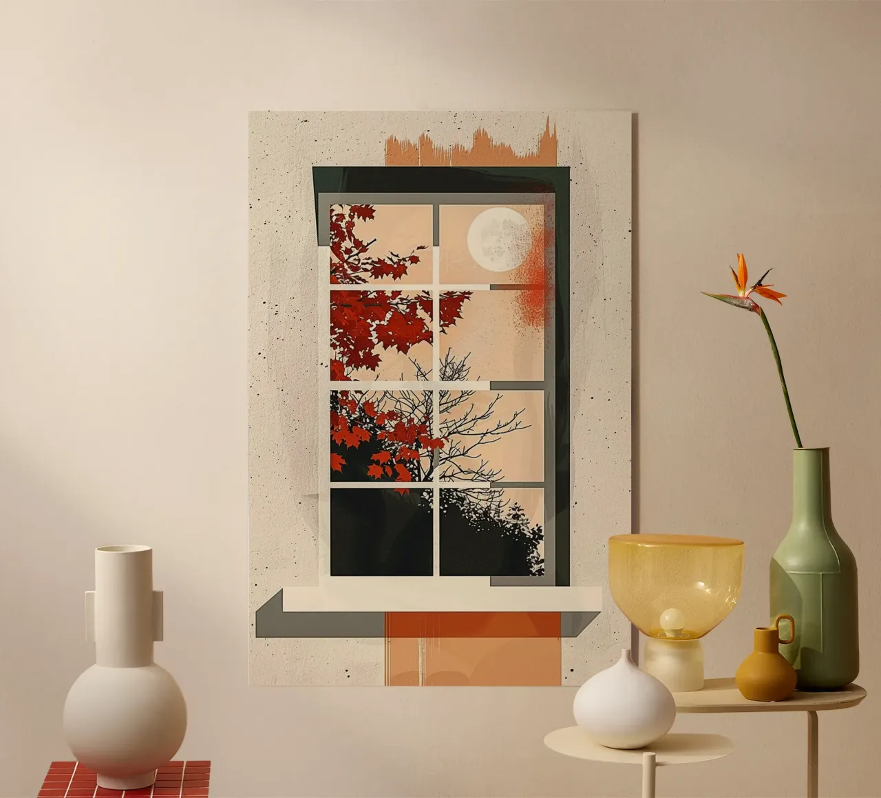 Autumn Moon Through the Window plexiglass da Mosaic Dialogue