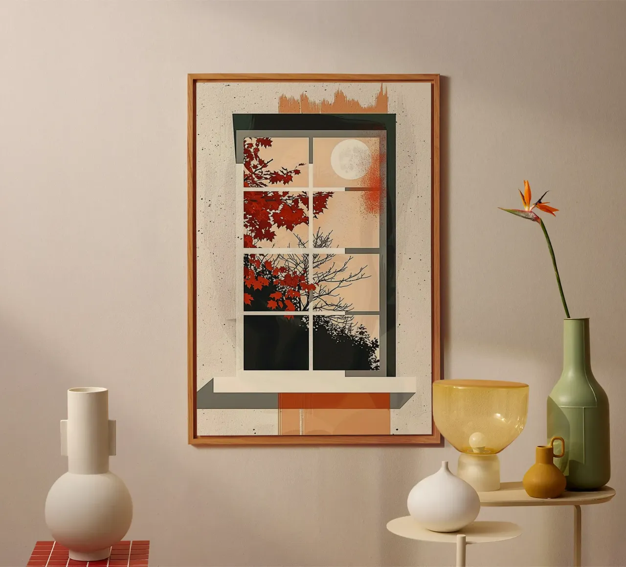 Autumn Moon Through the Window pannello forex da Mosaic Dialogue