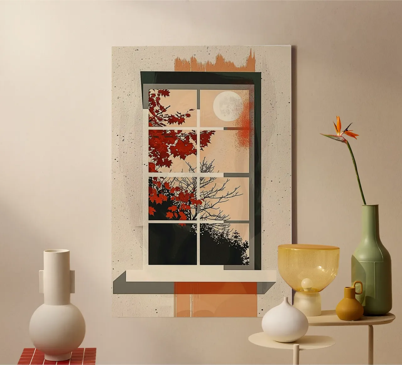 Autumn Moon Through the Window tela da Mosaic Dialogue