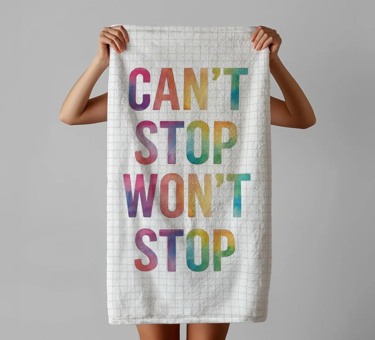 Can’t Stop Won’t Stop Quote asciugamano da bagno da Attaboy Dsgn