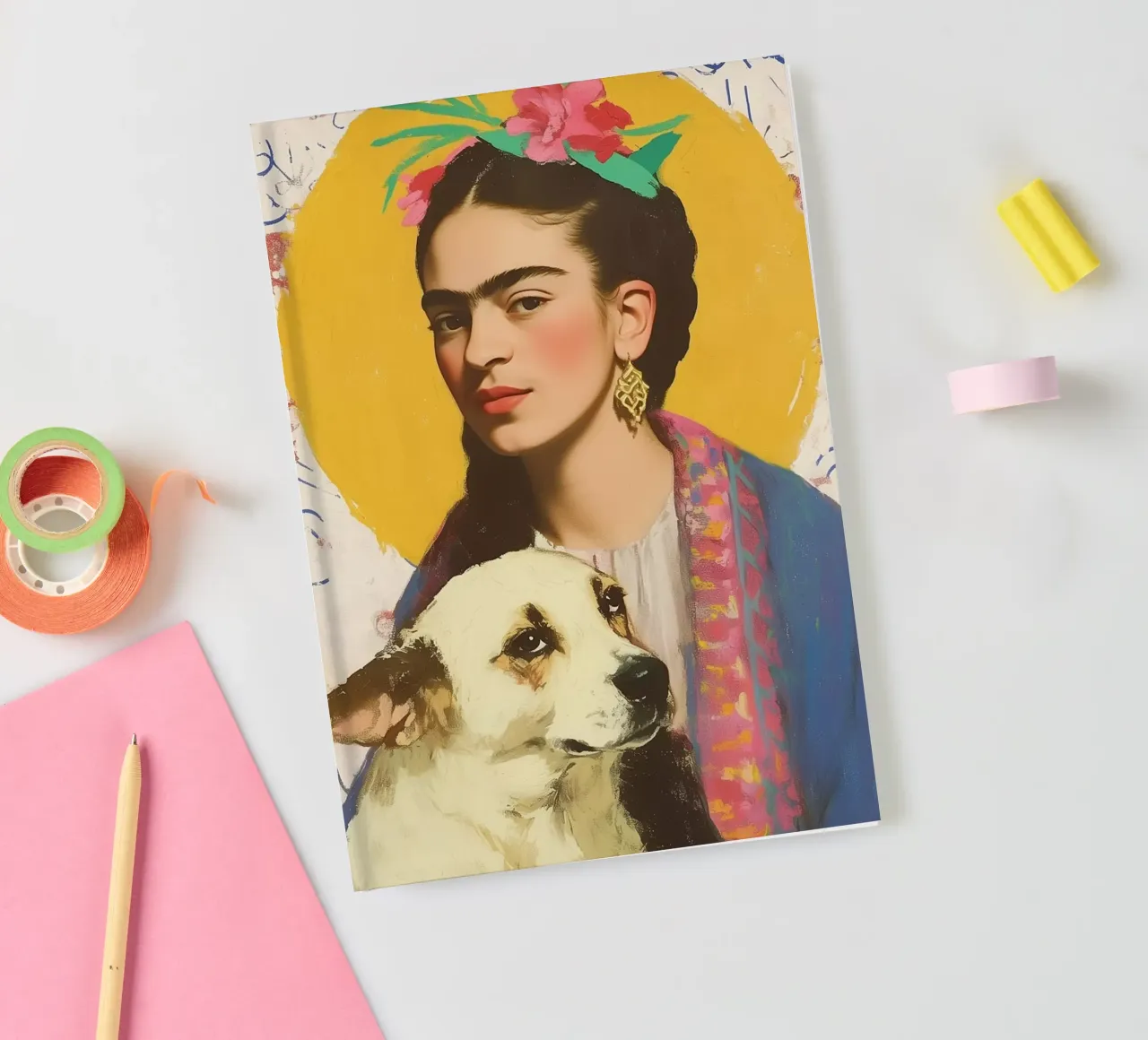 Frida's faithful canine companion notebook by Carinaprint