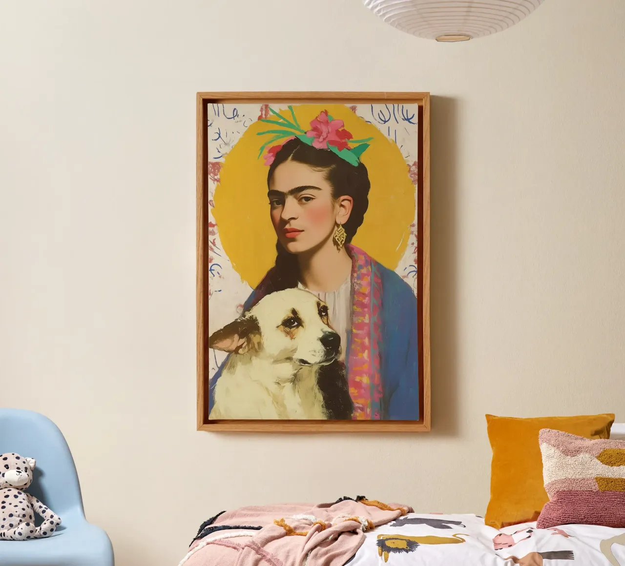 Il fedele compagno canino di Frida tela con Cornice a cassetta da Carinaprint