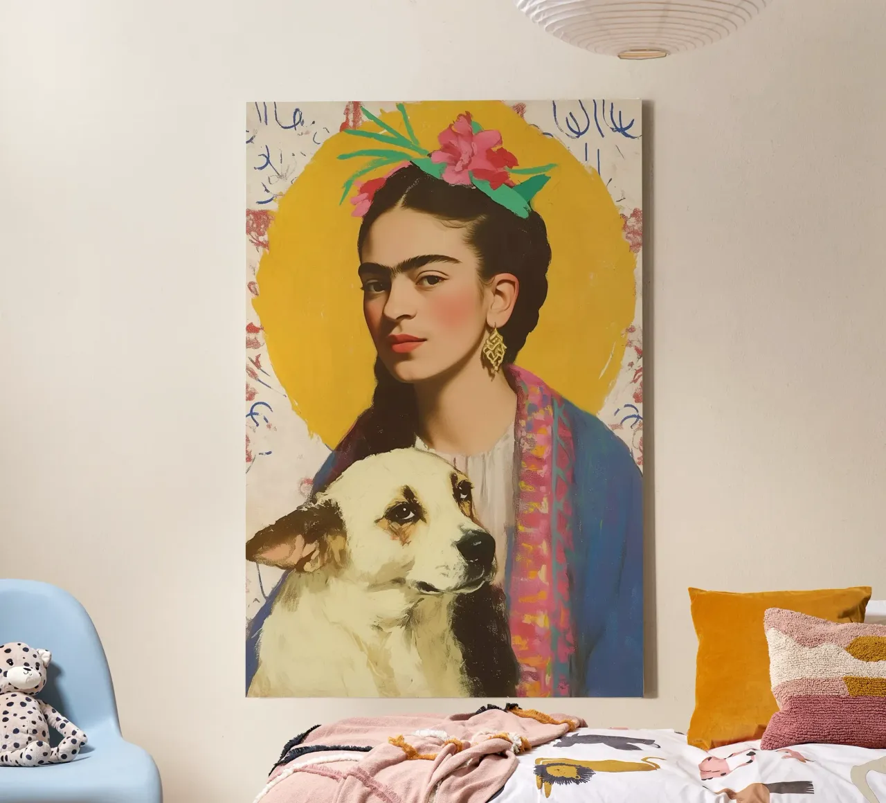 Il fedele compagno canino di Frida tela con Cornice a cassetta da Carinaprint