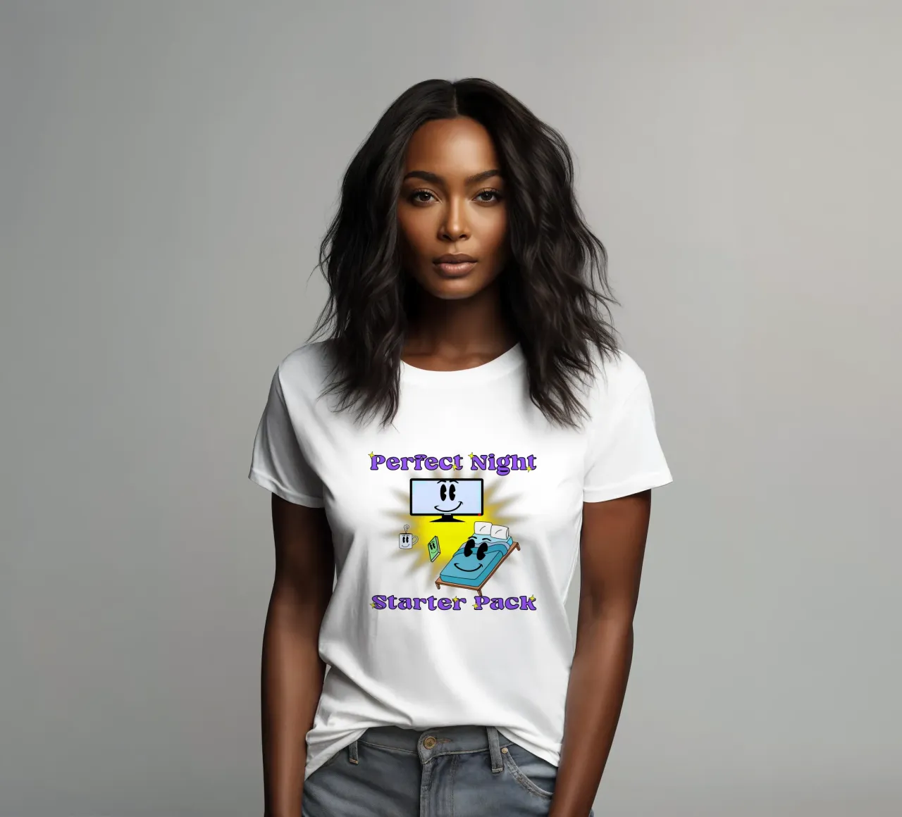 Notte perfetta Accogliente in casa Cartone animato t-shirt da donna da sillyindustries