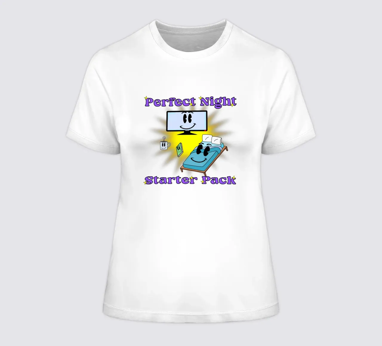 Notte perfetta Accogliente in casa Cartone animato t-shirt da donna da sillyindustries