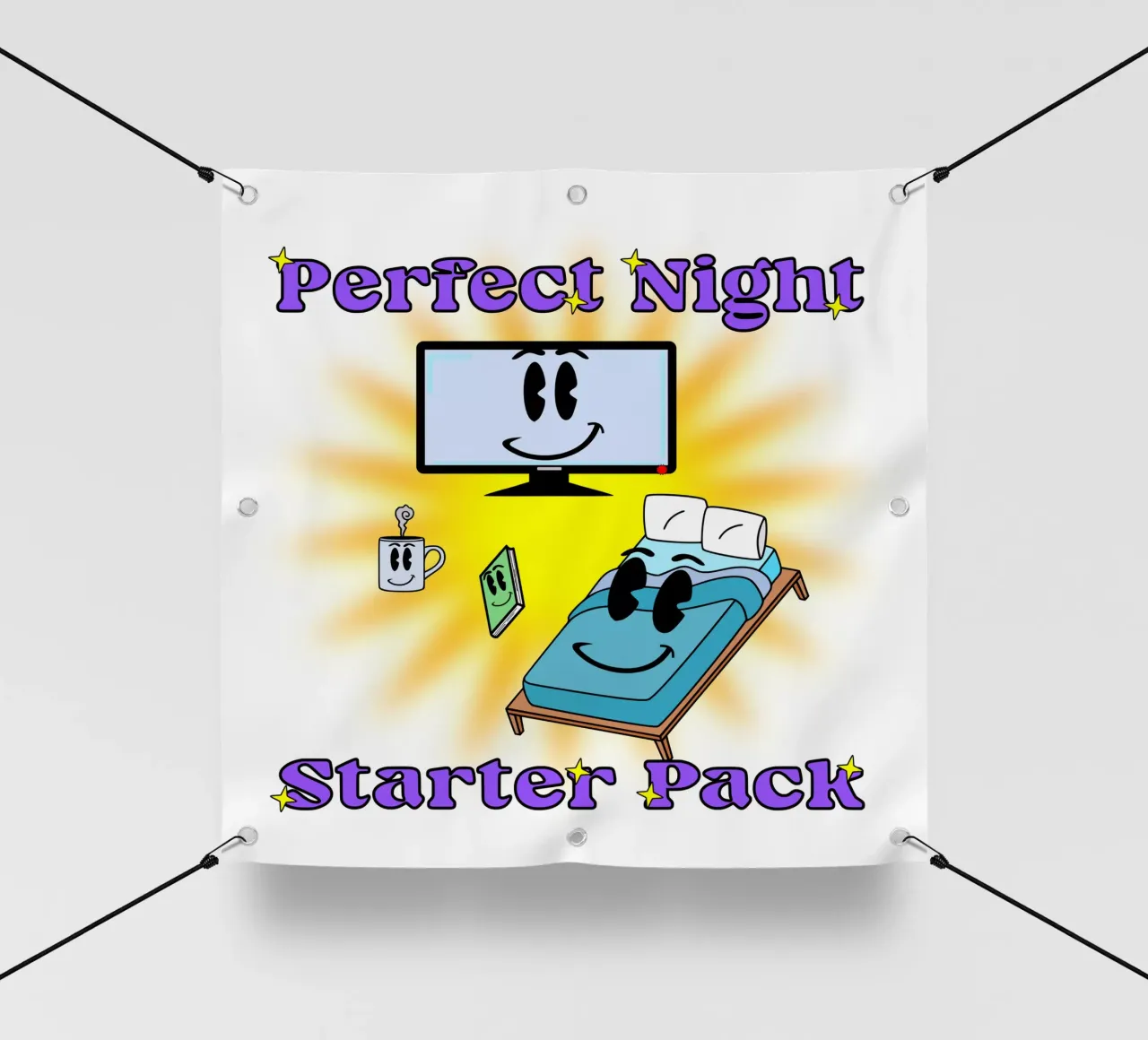 Notte perfetta Accogliente in casa Cartone animato telo in pvc da sillyindustries