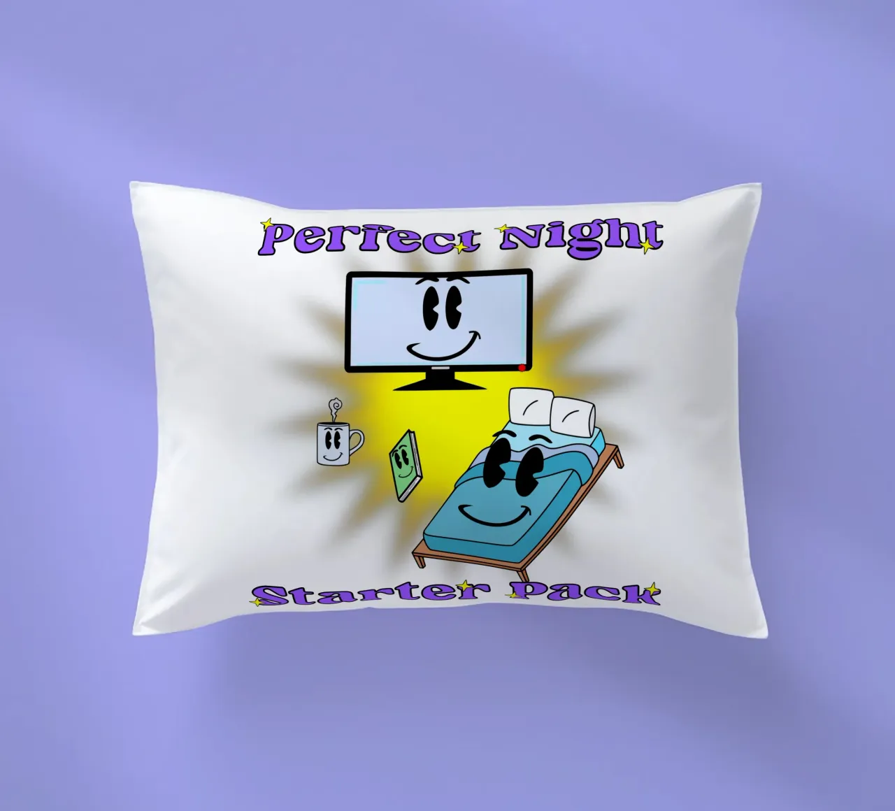 Notte perfetta Accogliente in casa Cartone animato cuscino da sillyindustries