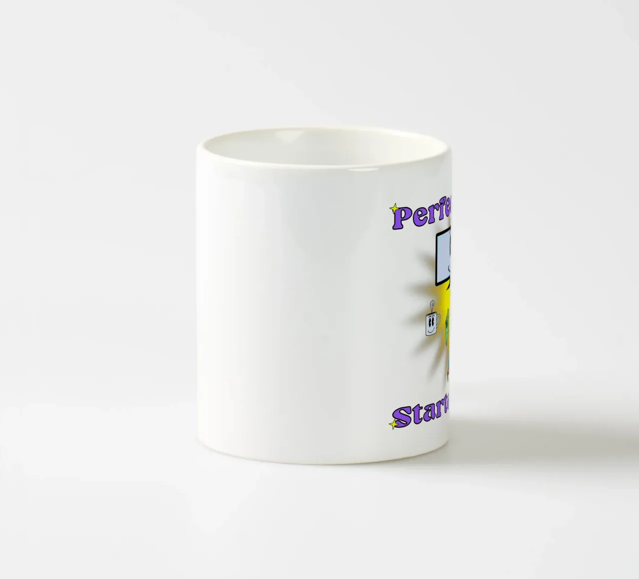 Notte perfetta Accogliente in casa Cartone animato tazza in ceramica da sillyindustries