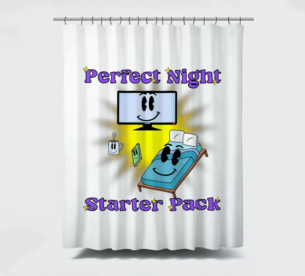 Notte perfetta Accogliente in casa Cartone animato tenda da doccia da sillyindustries