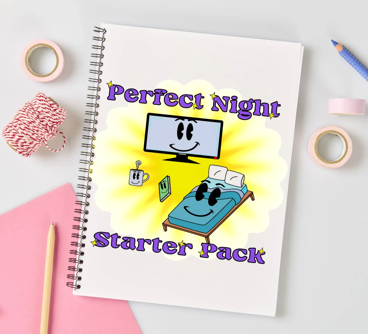 Notte perfetta Accogliente in casa Cartone animato diario ad anelli da sillyindustries
