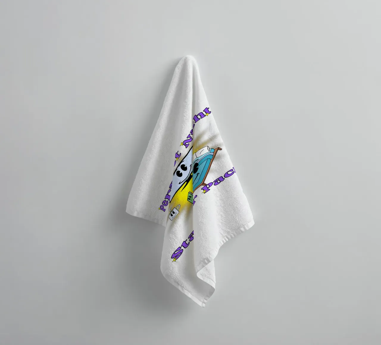 Notte perfetta Accogliente in casa Cartone animato asciugamano da bagno da sillyindustries