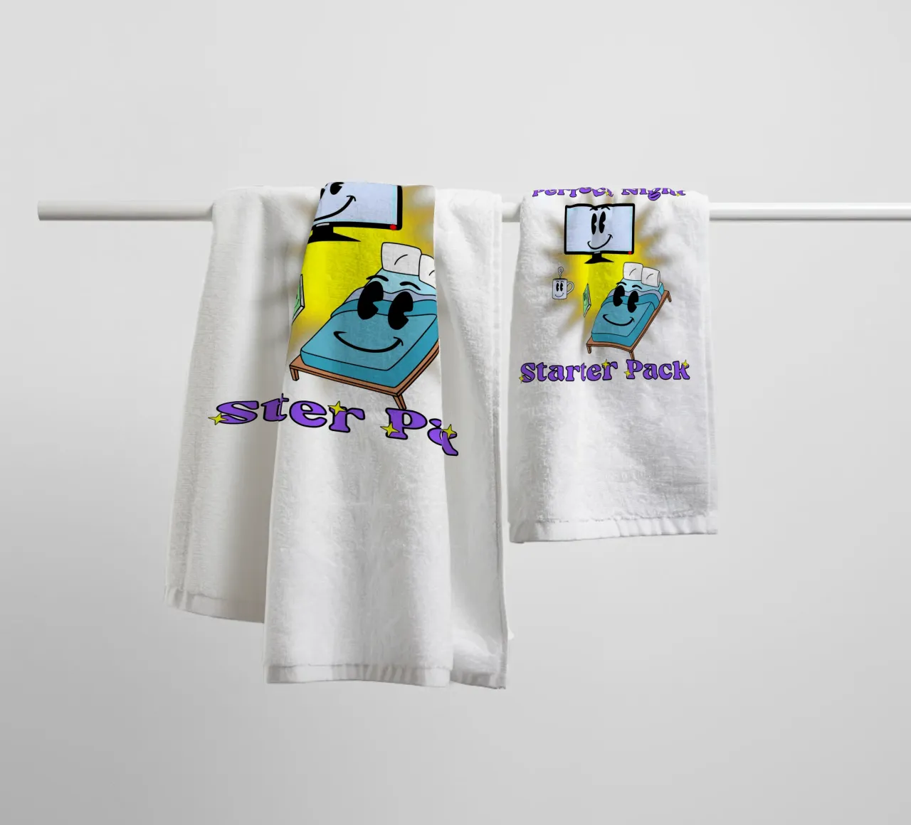 Notte perfetta Accogliente in casa Cartone animato asciugamano da bagno da sillyindustries