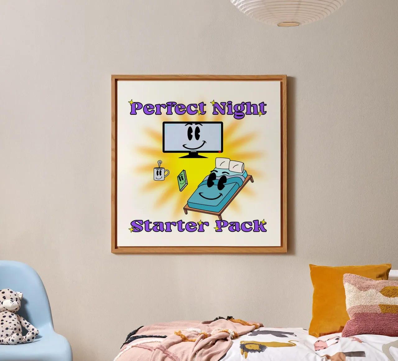 Notte perfetta Accogliente in casa Cartone animato alluminio dibond da sillyindustries
