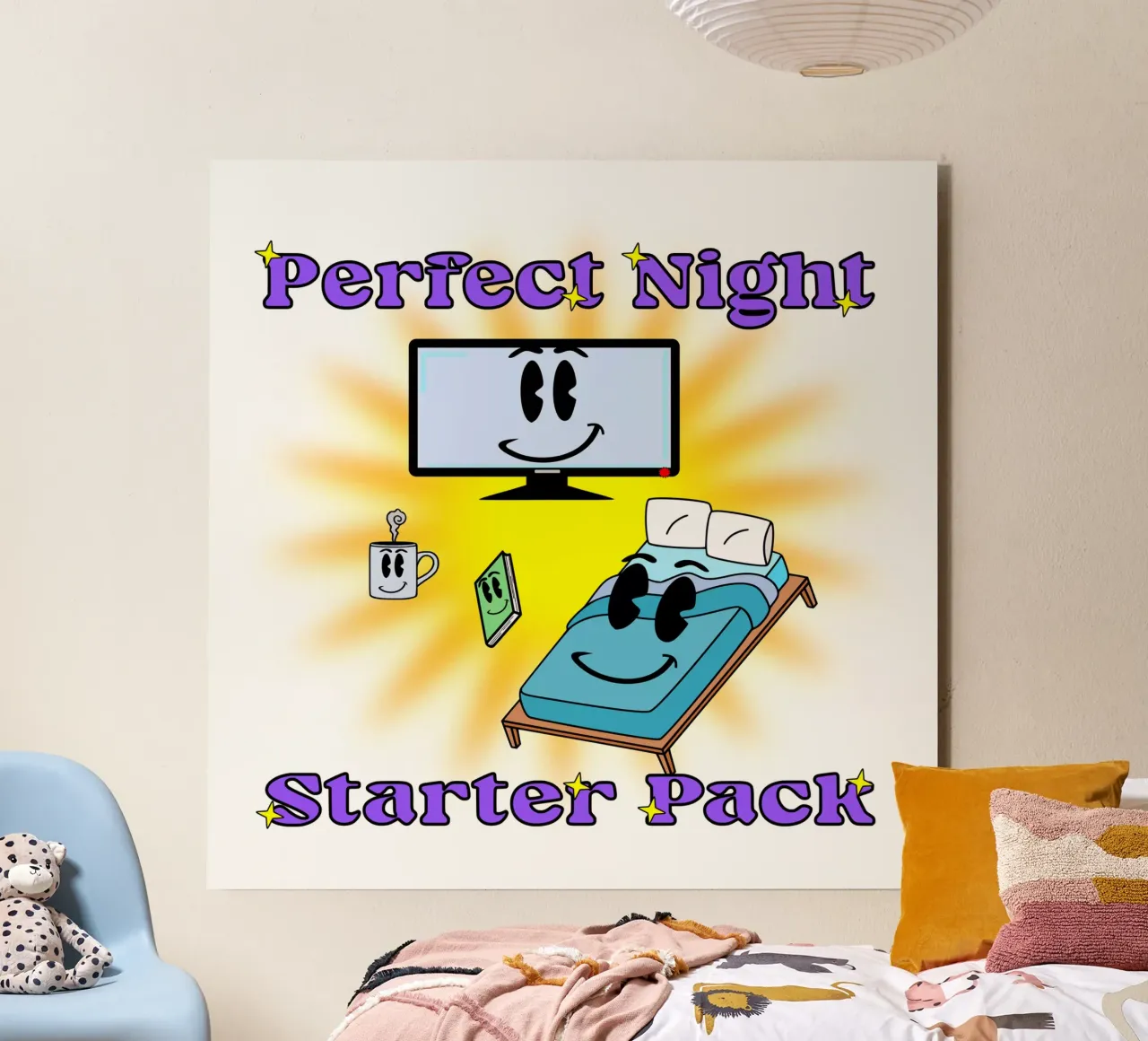 Notte perfetta Accogliente in casa Cartone animato alluminio dibond da sillyindustries