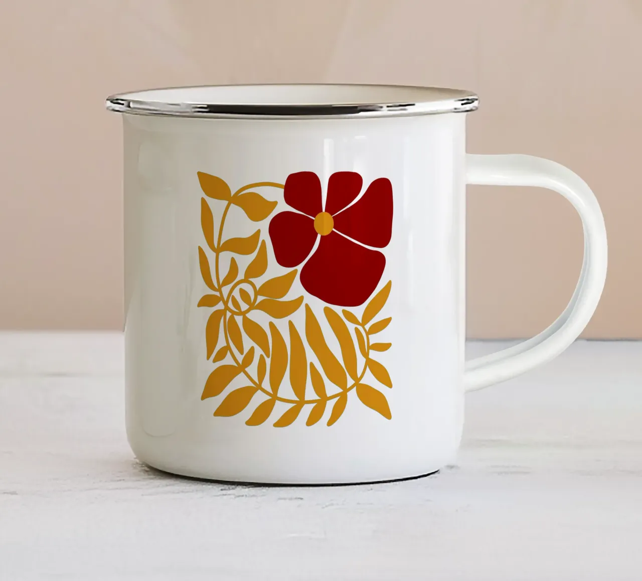 Golden Red Bold Flower tazza in smalto da TijanaArtStudio88