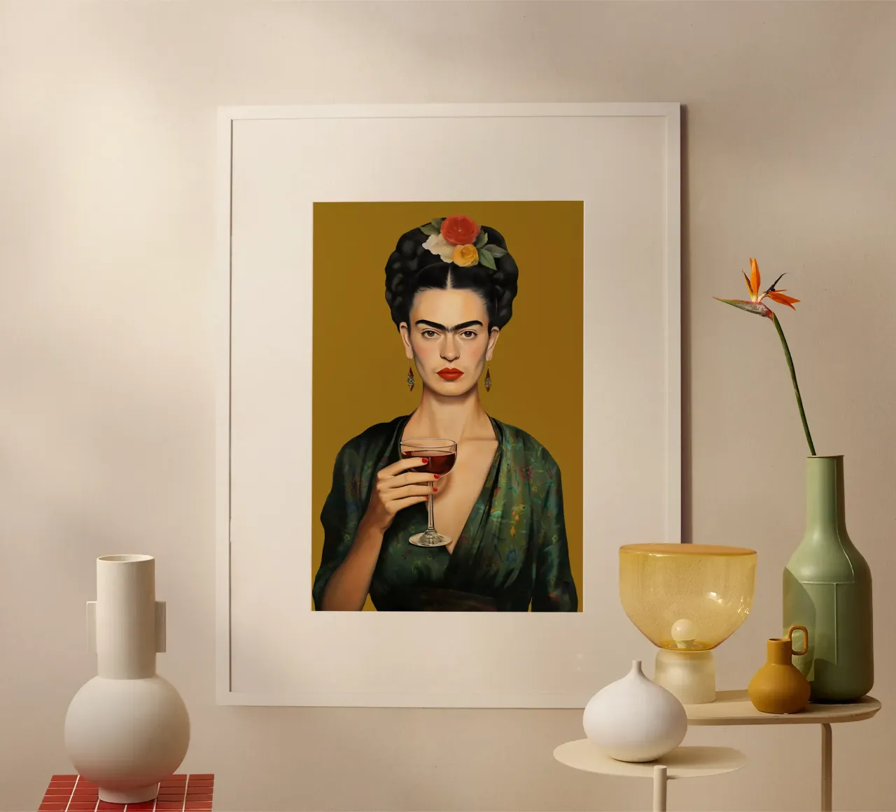 Frida Rotwein Liebe Poster von Carinaprint
