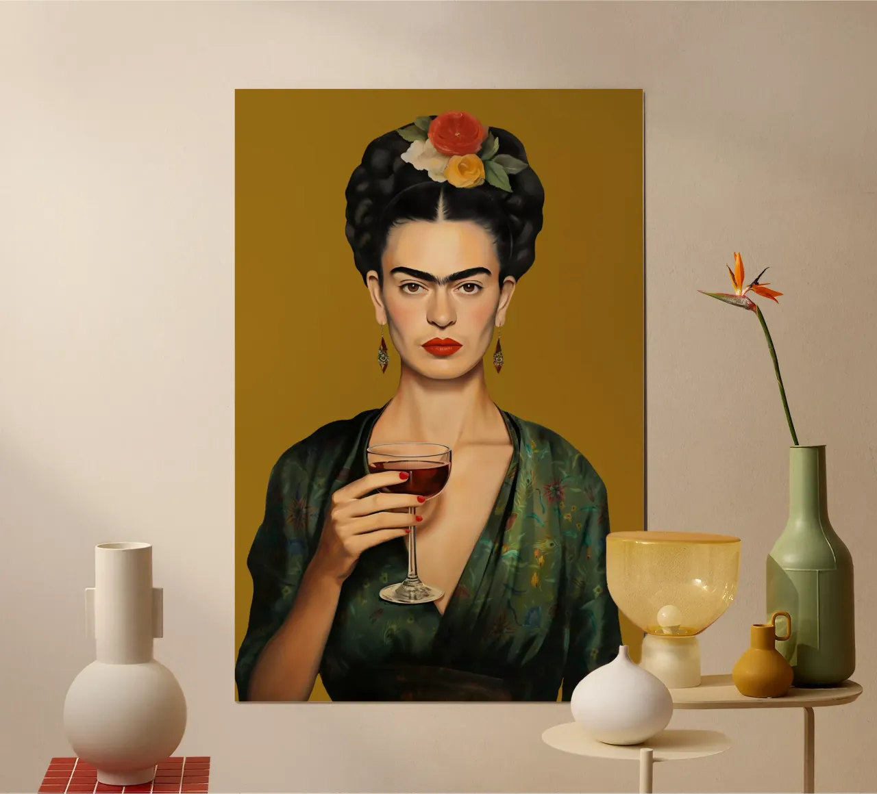 Frida Rotwein Liebe Poster von Carinaprint