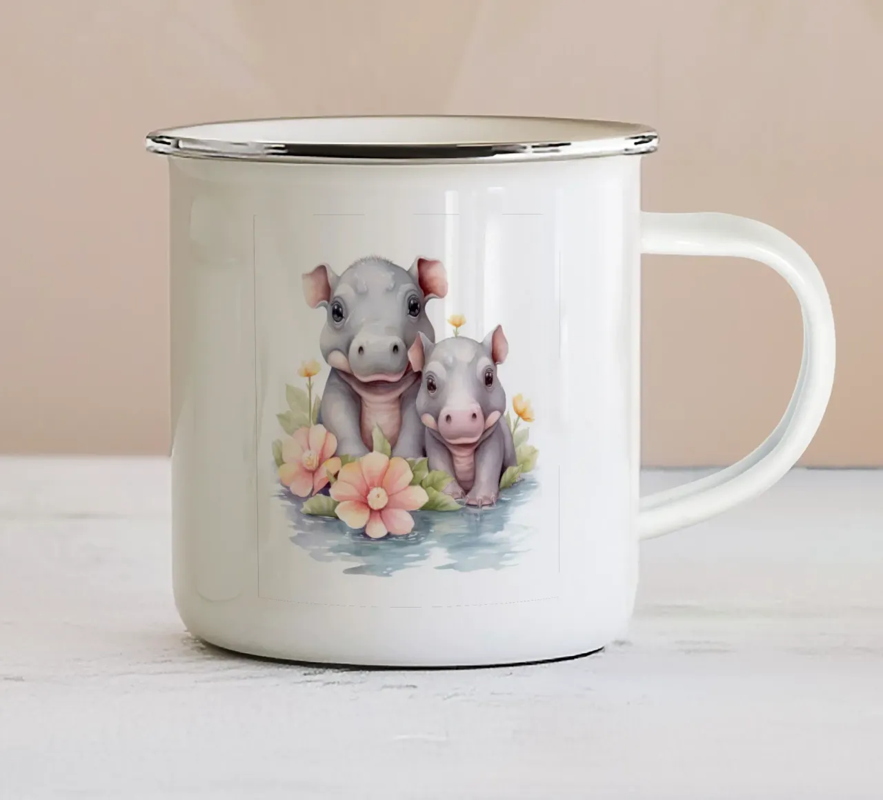 Baby ippopotami tazza in smalto da Happy Littles