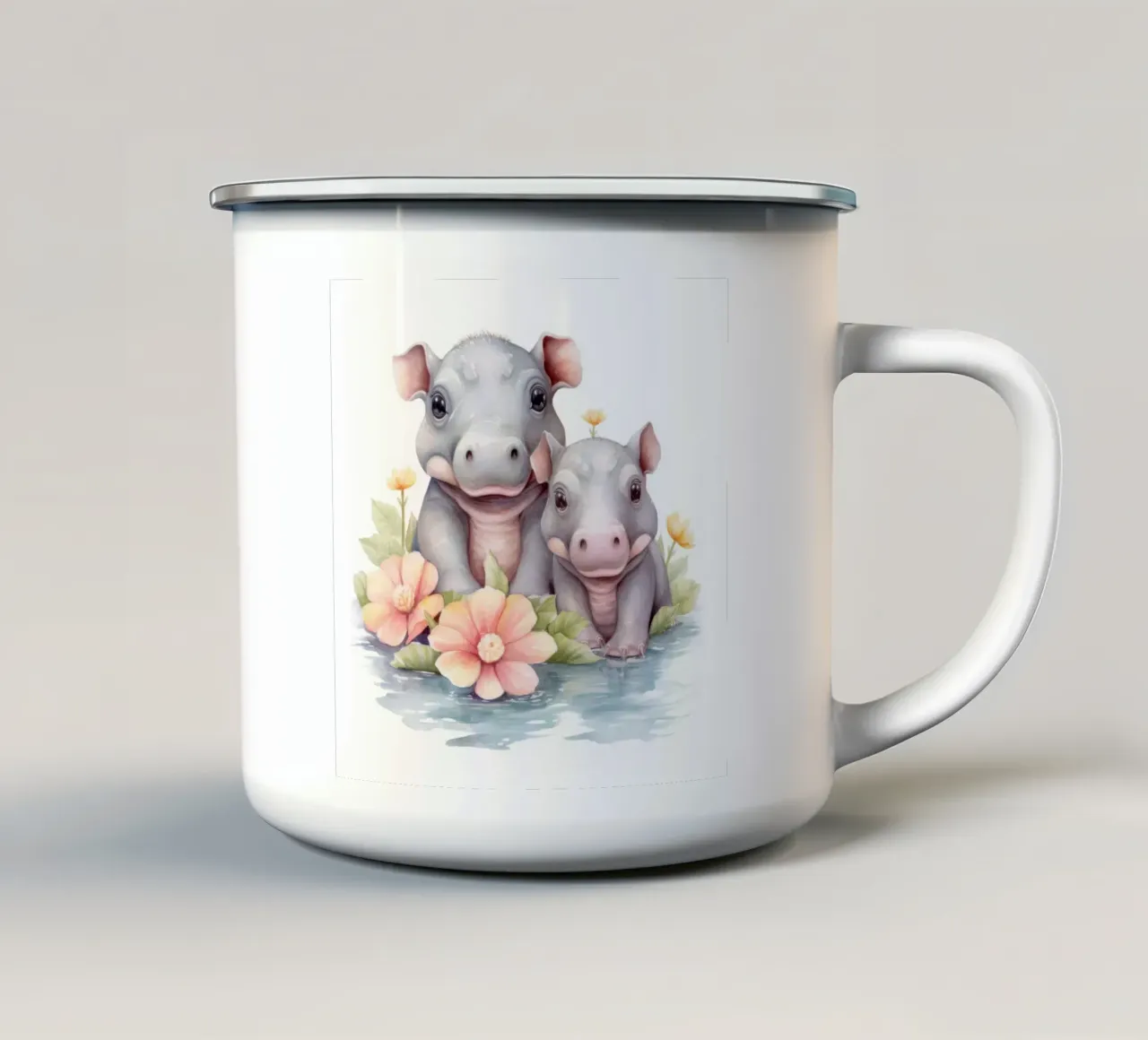 Baby ippopotami tazza in smalto da Happy Littles