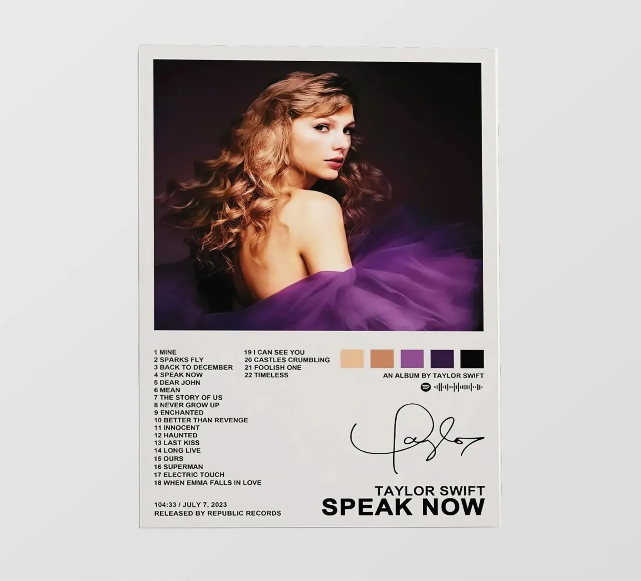 Taylor Swift Speak Now pellicola backlit da Raptor Metafora