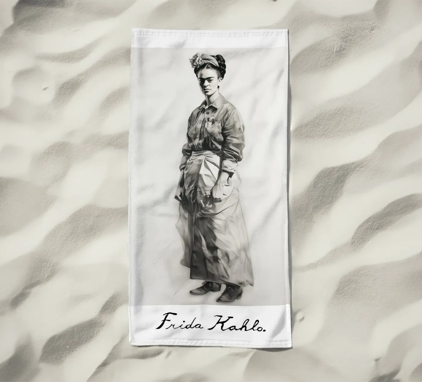 Frida Expression and strength Strandtuch von Carinaprint