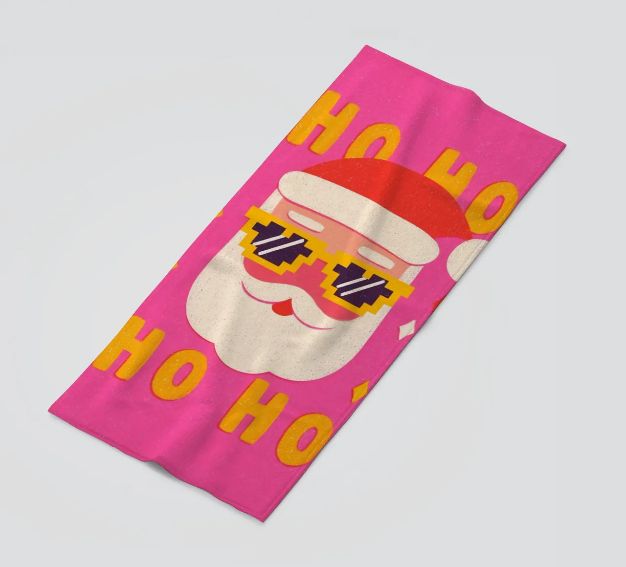 Babbo Natale in stile pixel telo mare da Carinaprint