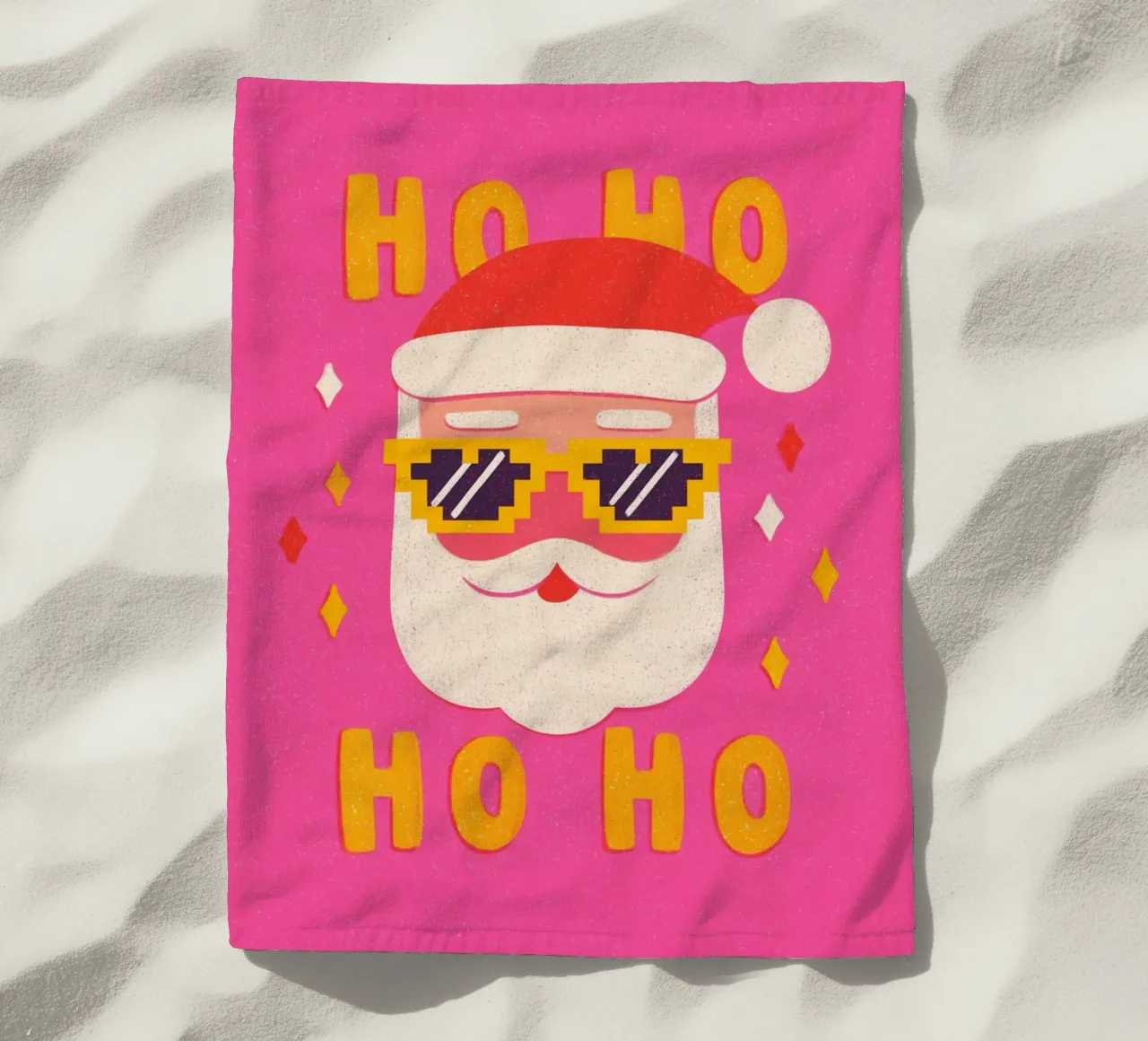 Babbo Natale in stile pixel telo mare da Carinaprint