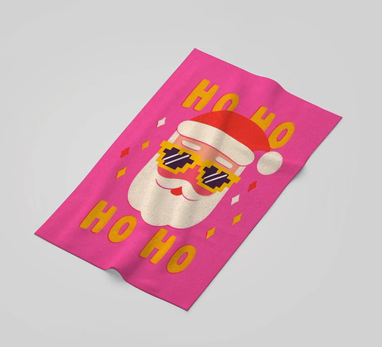 Babbo Natale in stile pixel telo mare da Carinaprint