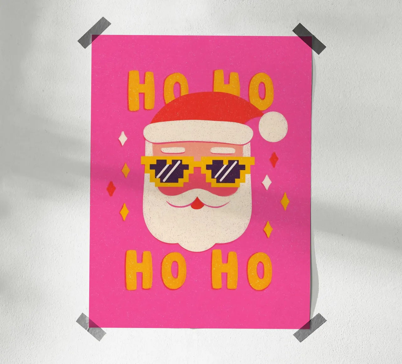 Babbo Natale in stile pixel carta hahnemühle da Carinaprint