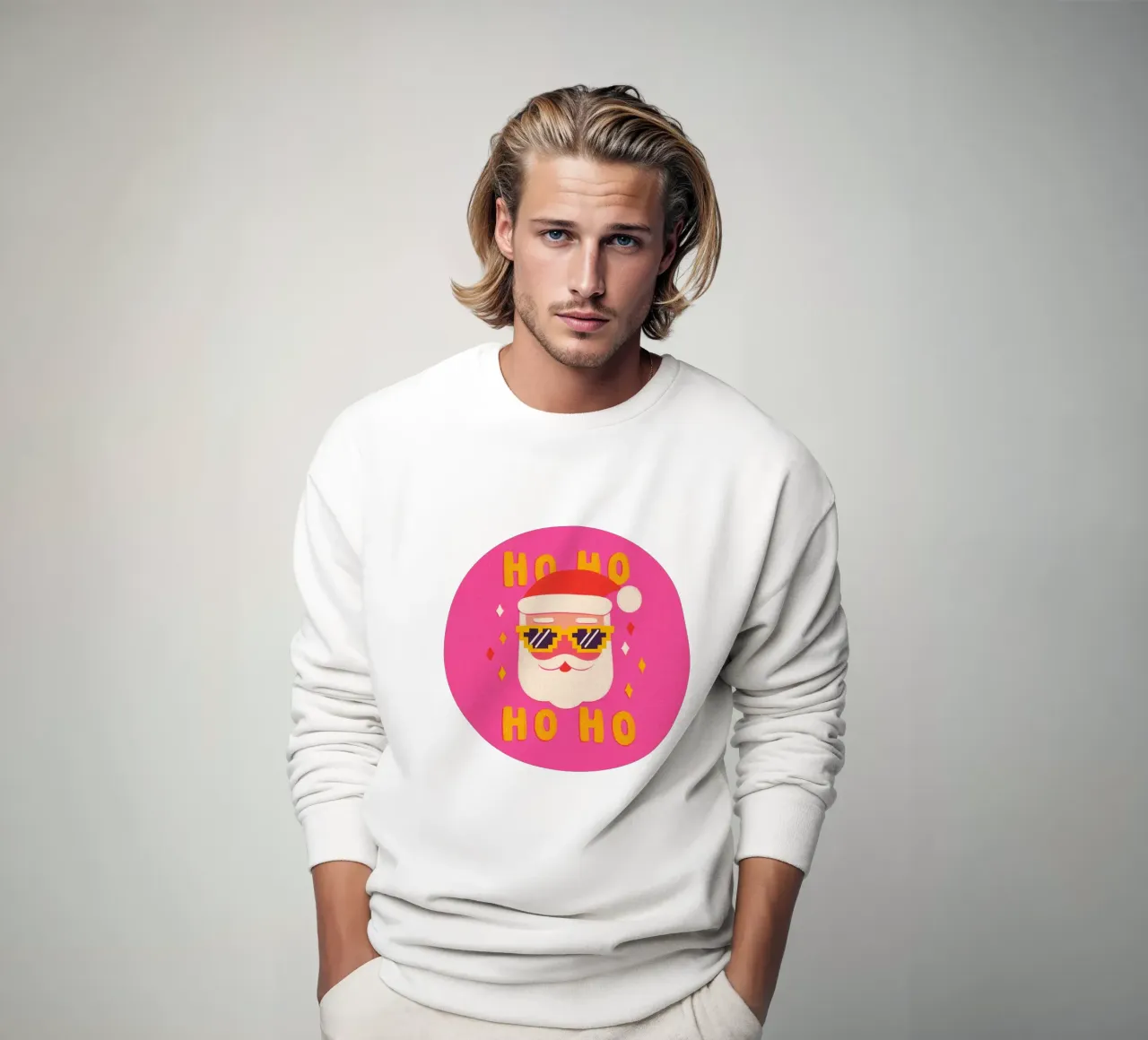 Babbo Natale in stile pixel rosa felpa da Carinaprint