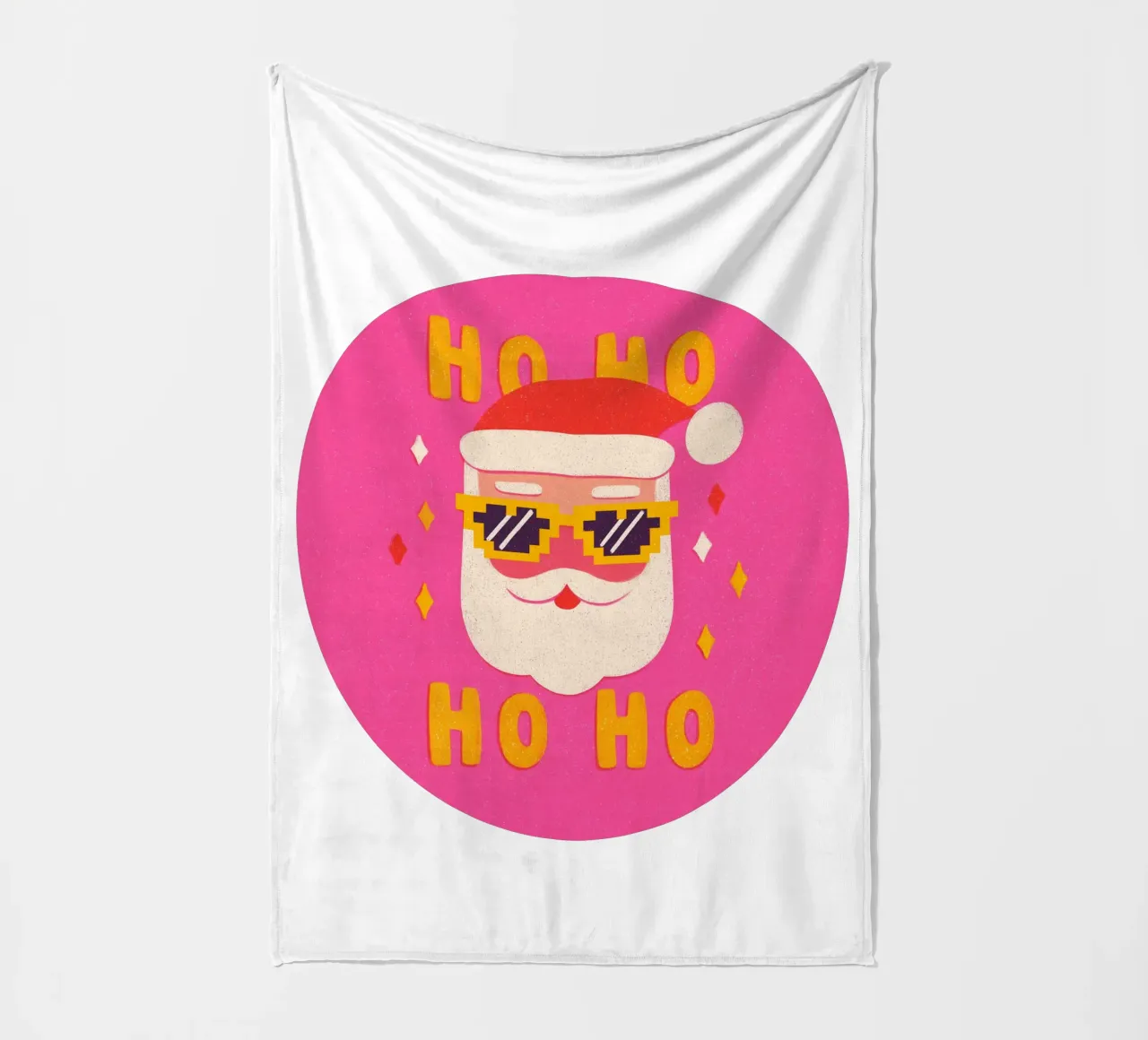 Babbo Natale in stile pixel rosa coperta in pile da Carinaprint