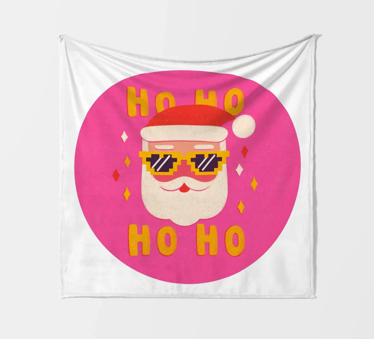 Babbo Natale in stile pixel rosa coperta in pile da Carinaprint