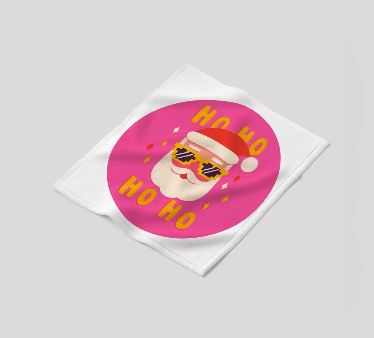 Babbo Natale in stile pixel rosa coperta in pile da Carinaprint
